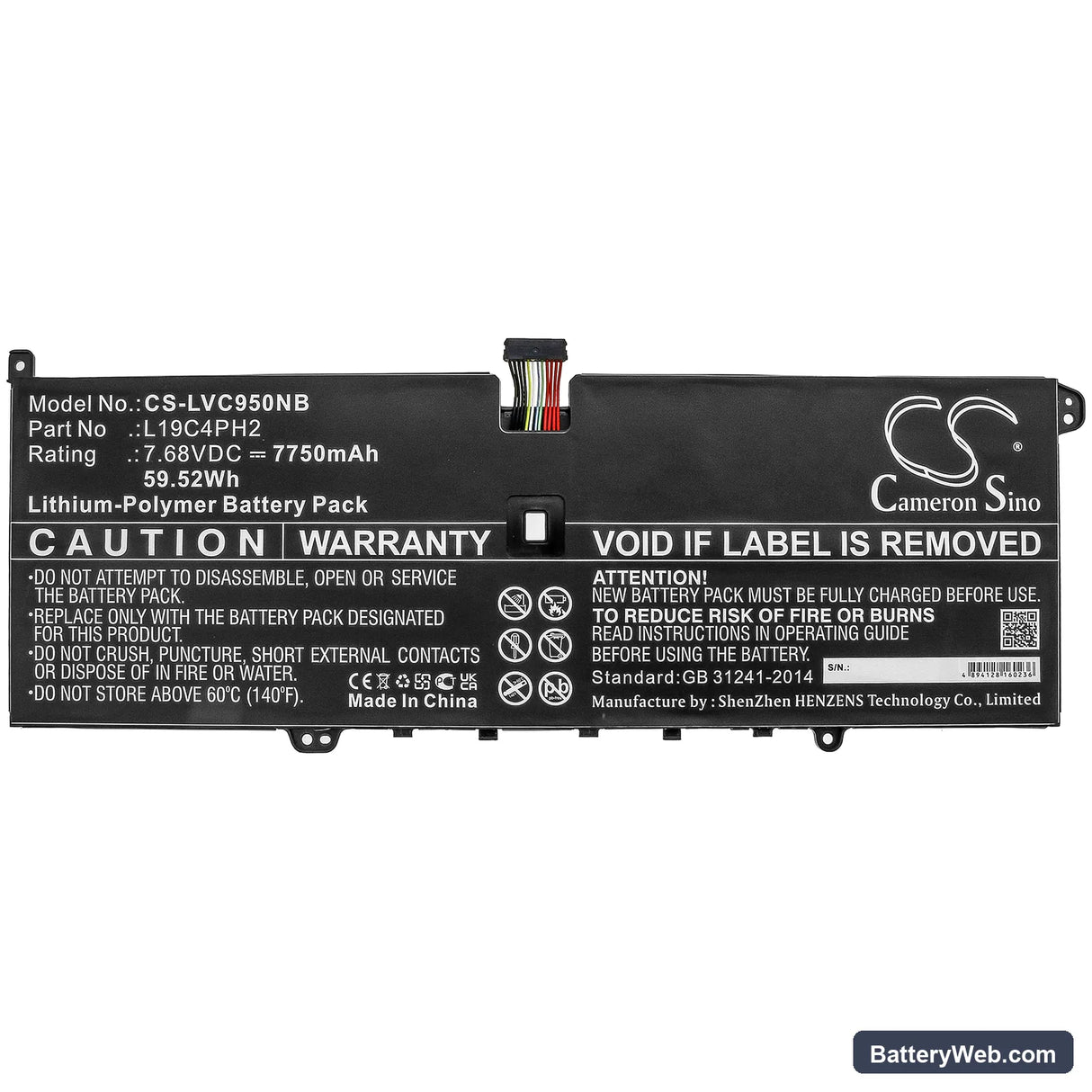 Lenovo Yoga C950 Replacement Battery, 7.68V, 7750mAh, Li-Polymer 3
