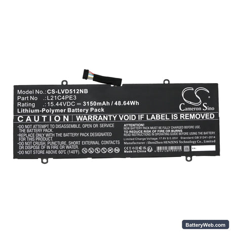 Lenovo IdeaPad Duet 5 12IRU8 83B3001HPH Replacement Battery, 15.44V, 3150mAh, Li-Polymer 3