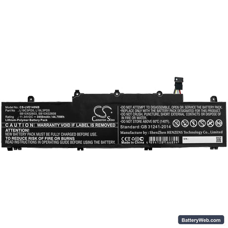 Lenovo ThinkPad E14 Gen2-20TA000DGE Replacement Battery, 11.34V, 3950mAh, Li-Polymer 3