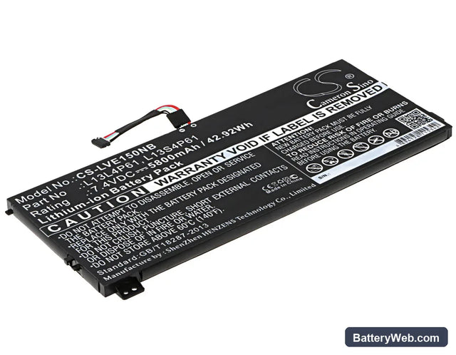 Lenovo Edge 15 Replacement Battery, 7.4V, 5800mAh, Li-ion 1
