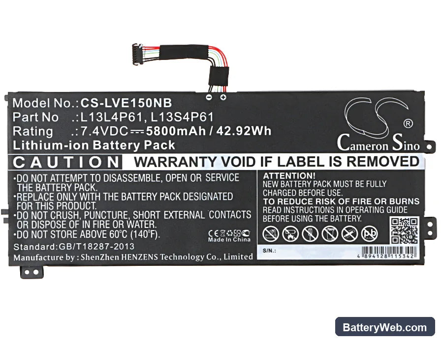 Lenovo Edge 15 Replacement Battery, 7.4V, 5800mAh, Li-ion 5