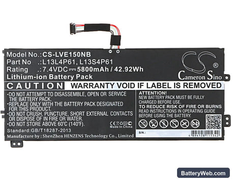 Lenovo Edge 15 Replacement Battery, 7.4V, 5800mAh, Li-ion 5