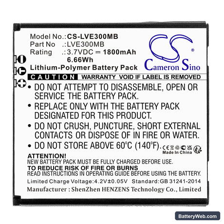 Levana Astra Replacement Battery, 3.7V, 1800mAh, Li-Polymer 3