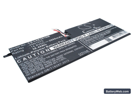 Lenovo ThinkPad X1 Carbon 3444 Replacement Battery, 14.8V, 2600mAh, Li-Polymer 1