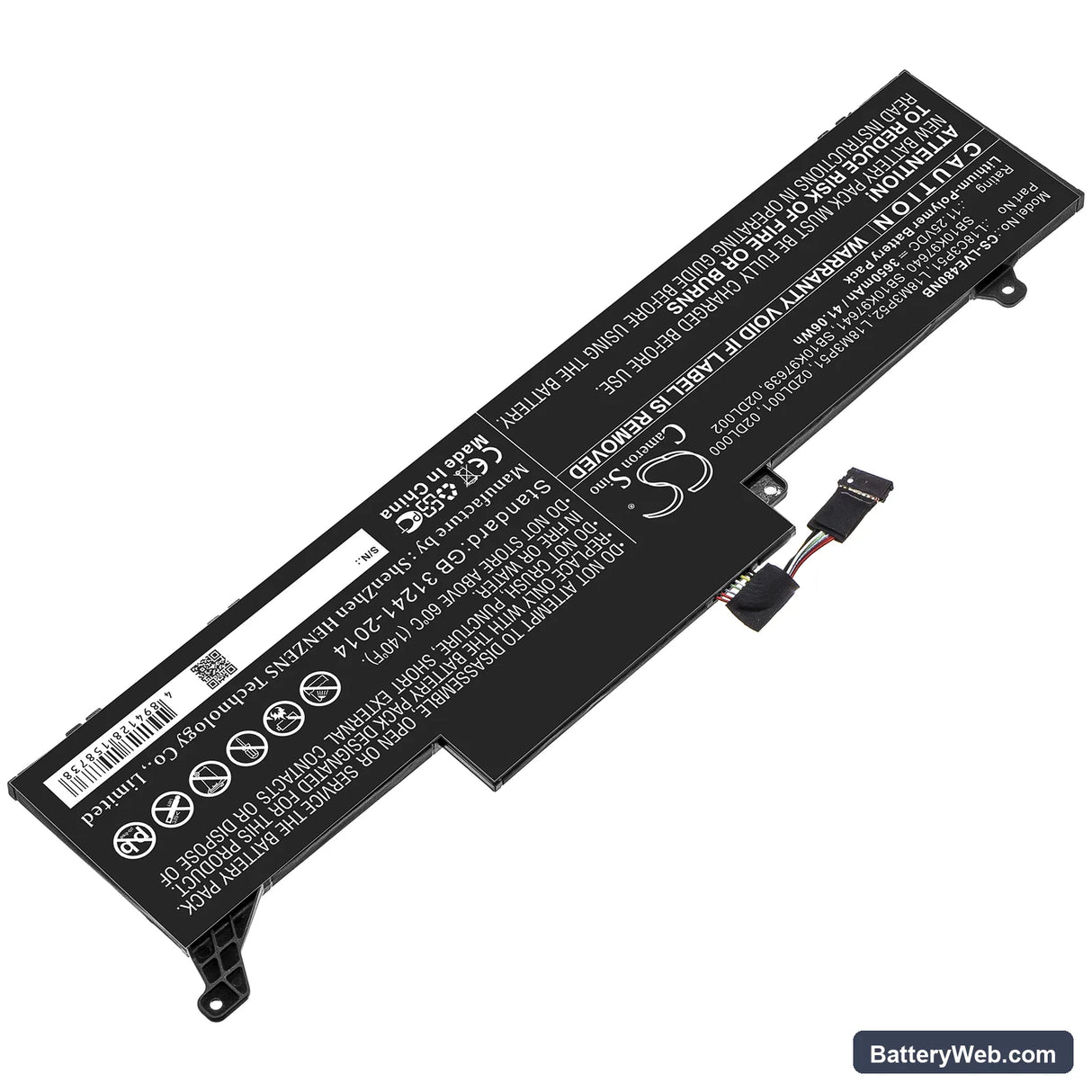 Lenovo ThinkPad E480S Replacement Battery, 11.25V, 3650mAh, Li-Polymer 2