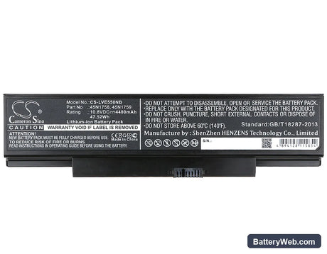 Lenovo ThinkPad Edge E550 Replacement Battery, 10.8V, 4400mAh, Li-ion 5