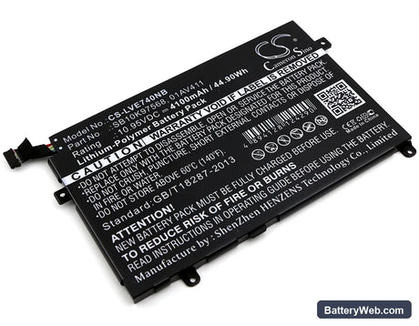Lenovo Thinkpad E470 Replacement Battery, 10.95V, 4100mAh, Li-Polymer 1