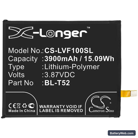 LG Wing 5G Replacement Battery, 3.87V, 3900mAh, Li-Polymer 3