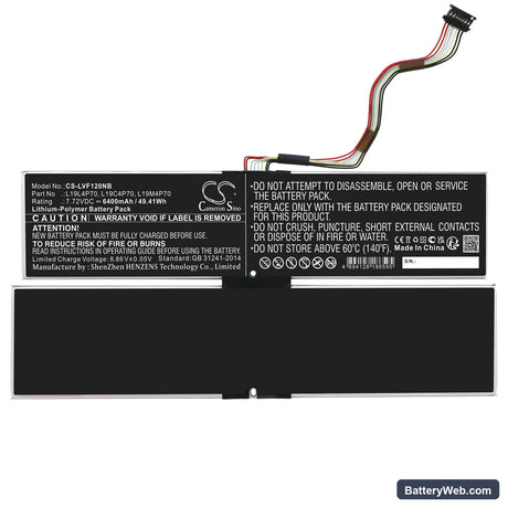 Lenovo ThinkPad X1 Fold Gen 1-20RL000HPG Replacement Battery, 7.72V, 6400mAh, Li-Polymer 3