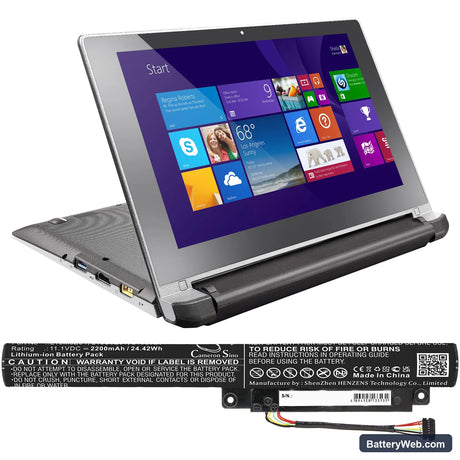 Lenovo IdeaPad Flex 10 Replacement Battery, 11.1V, 2200mAh, Li-ion 5