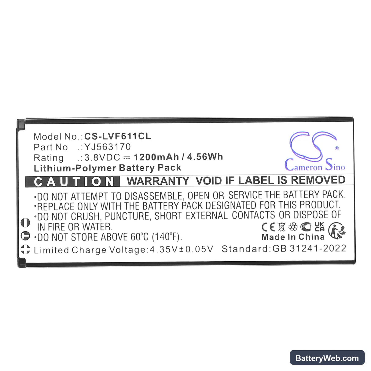 Linkvil Fanvil W610W Replacement Battery, 3.8V, 1200mAh, Li-Polymer 3