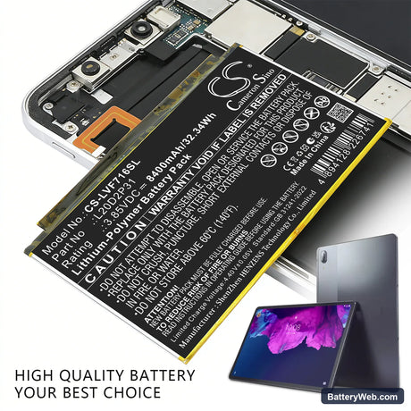 Lenovo Pad Pro 2021 Replacement Battery, 3.85V, 8400mAh, Li-Polymer 5