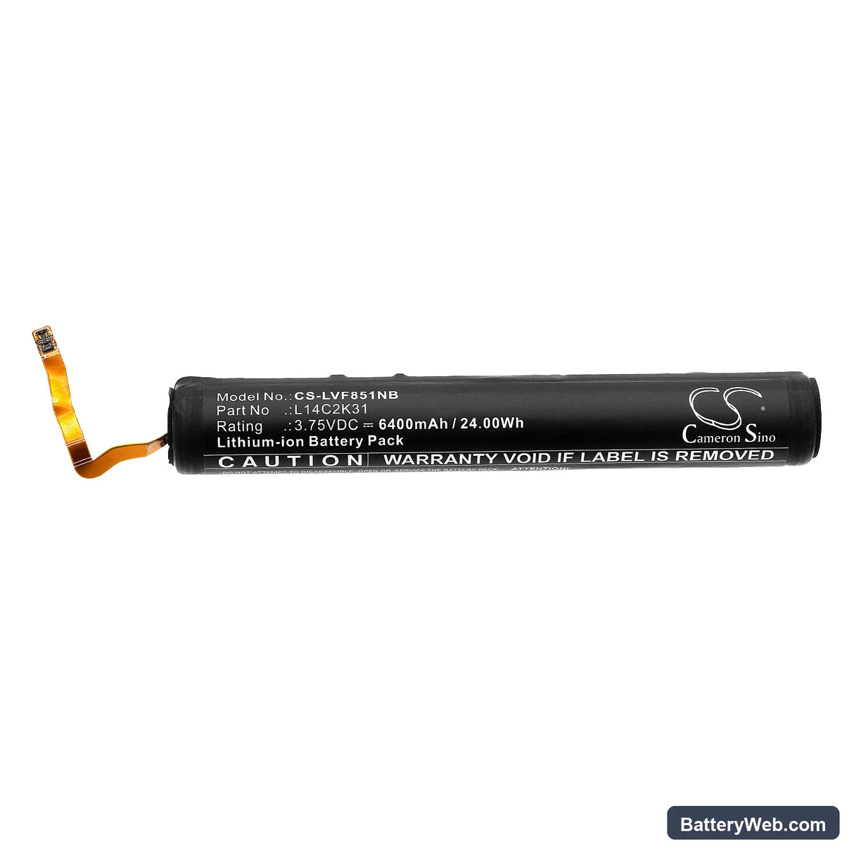 Lenovo Yoga Tablet 2-851F Replacement Battery, 3.75V, 6400mAh, Li-ion 3