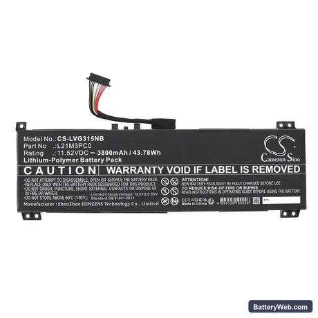 Lenovo IdeaPad Gaming 3 15ARH7 82SB0071TA Replacement Battery, 11.52V, 3800mAh, Li-Polymer 3