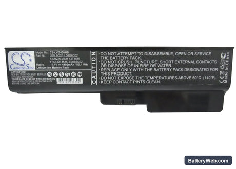 Lenovo 3000 G430 4152 Replacement Battery, 11.1V, 4400mAh, Li-ion 5