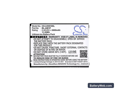 LG VS995 Replacement Battery, 3.85V, 3000mAh, Li-ion 3