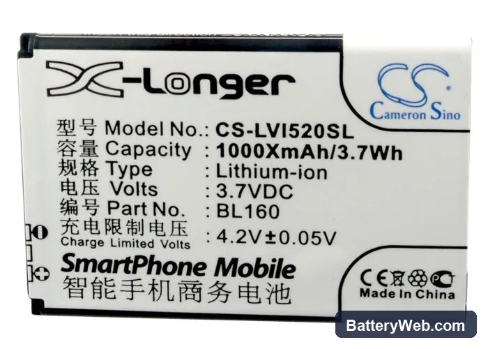 Lenovo I200 Replacement Battery, 3.7V, 1000mAh, Li-ion 5