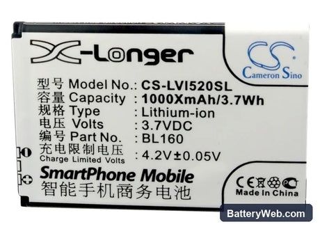 Lenovo I200 Replacement Battery, 3.7V, 1000mAh, Li-ion 5