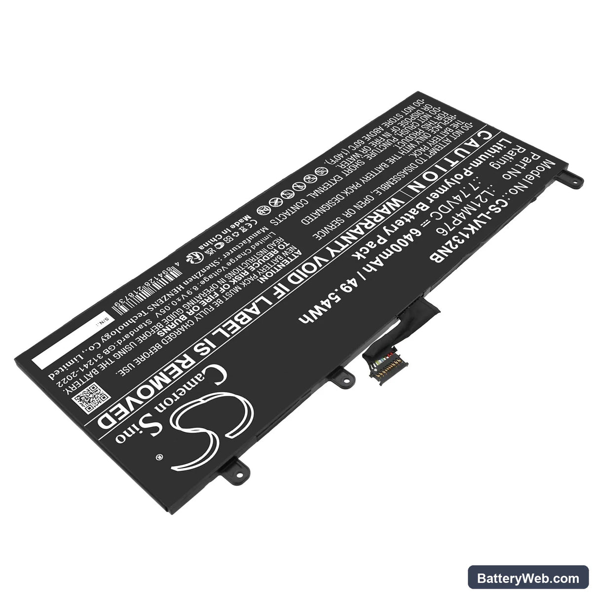 Lenovo ThinkPad X13S GEN 1-21BX000EHV Replacement Battery, 7.74V, 6400mAh, Li-Polymer 2