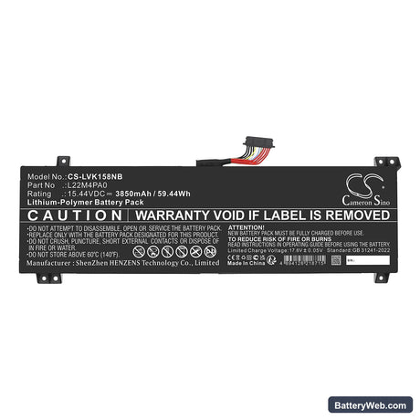 Lenovo LOQ 15APH8 82XT0002US Replacement Battery, 15.44V, 3850mAh, Li-Polymer 3