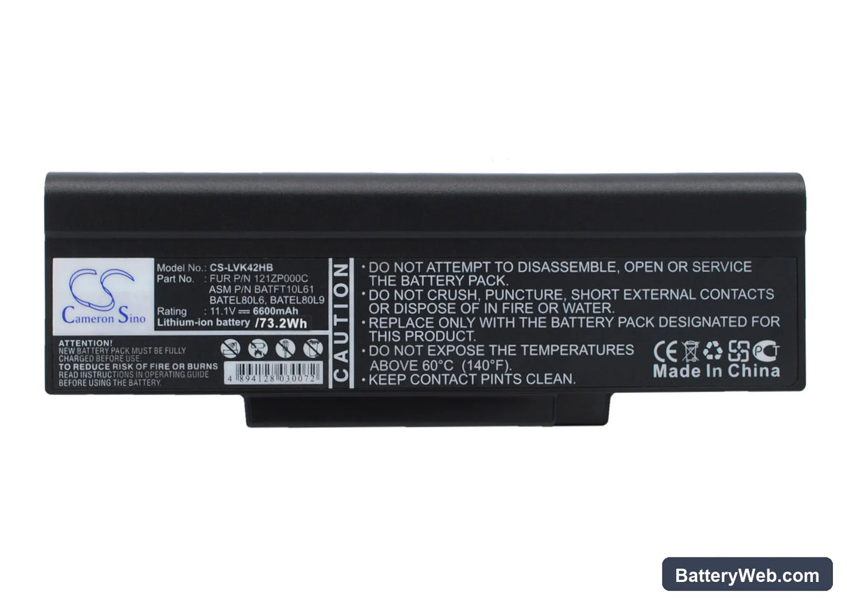 Lenovo K42 Replacement Battery, 11.1V, 4400mAh, Li-ion 1