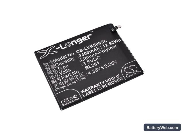 Lenovo K5 Note Replacement Battery, 3.8V, 3400mAh, Li-Polymer 1