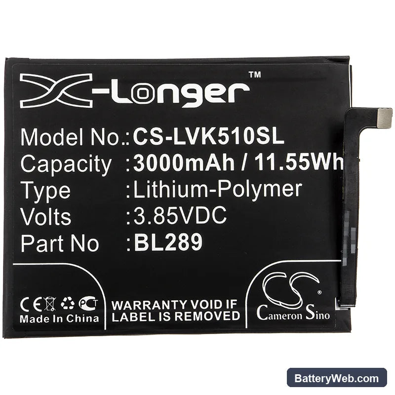 Lenovo K5 Play Replacement Battery, 3.85V, 3000mAh, Li-Polymer 3