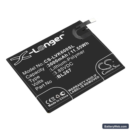 Lenovo Vibe K6 Replacement Battery, 3.85V, 3000mAh, Li-Polymer 1