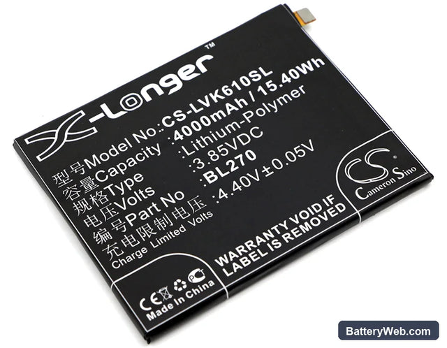 Lenovo Vibe K6 Plus Replacement Battery, 3.85V, 4000mAh, Li-Polymer 1
