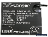 Lenovo Vibe K6 Power Replacement Battery, 3.85V, 4000mAh, Li-Polymer 3