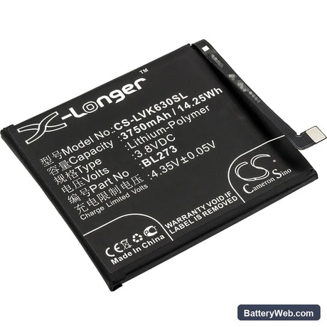 Lenovo K6 Note Replacement Battery, 3.8V, 3750mAh, Li-Polymer 1