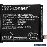 Lenovo K6 Note Replacement Battery, 3.8V, 3750mAh, Li-Polymer 3