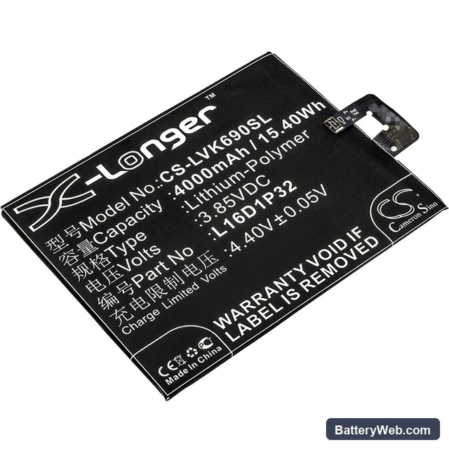 Lenovo PB2-690N Replacement Battery, 3.85V, 4000mAh, Li-Polymer 1
