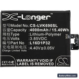 Lenovo PB2-690N Replacement Battery, 3.85V, 4000mAh, Li-Polymer 3