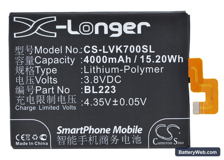 Lenovo K920 Replacement Battery, 3.8V, 4000mAh, Li-Polymer 5