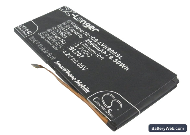 Lenovo K900 Replacement Battery, 3.7V, 2500mAh, Li-Polymer 1