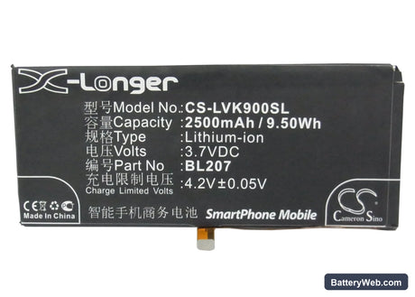 Lenovo K900 Replacement Battery, 3.7V, 2500mAh, Li-Polymer 5