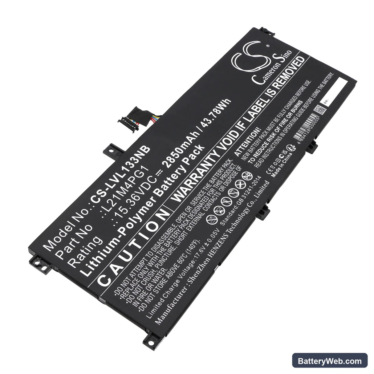 Lenovo ThinkPad L13 Yoga Gen 3(Intel)21B5003MIU Replacement Battery, 15.36V, 2850mAh, Li-Polymer 1