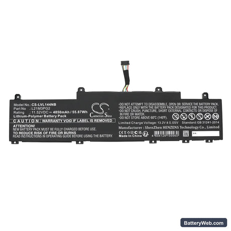 Lenovo ThinkPad L14 Gen 4(Intel)21H10063ED Replacement Battery, 11.52V, 4850mAh, Li-Polymer 3