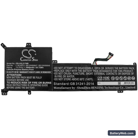Lenovo IdeaPad 3-17ADA05 Replacement Battery, 15.2V, 3600mAh, Li-Polymer 3