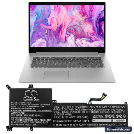 Lenovo IdeaPad 3-17ADA05 Replacement Battery, 15.2V, 3600mAh, Li-Polymer 5