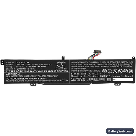 Lenovo Ideapad L340 17 Gaming Replacement Battery, 11.52V, 3850mAh, Li-Polymer 3