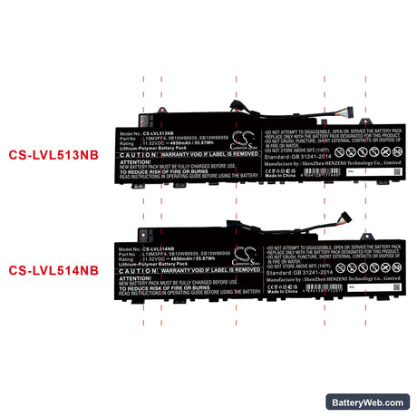Lenovo IdeaPad 5 14ARE05 Replacement Battery, 11.52V, 4850mAh, Li-Polymer 6