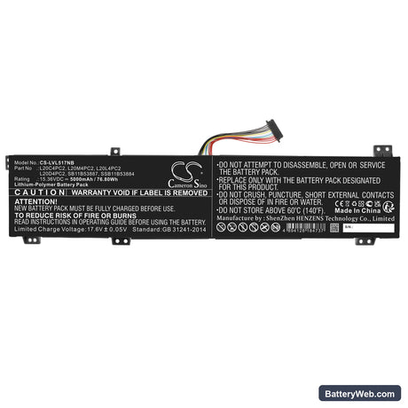 Lenovo Legion 5 17ACH6H-82JY00GMMX Replacement Battery, 15.36V, 5000mAh, Li-Polymer 3