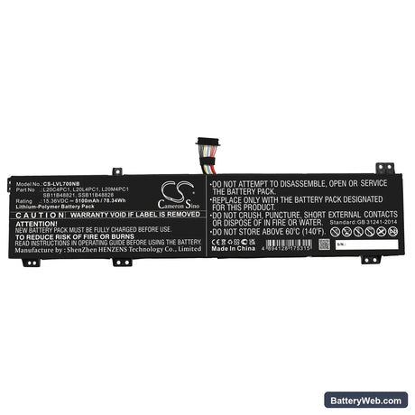 Lenovo Legion 7 16ACHg6 82N6005WMB Replacement Battery, 15.36V, 5100mAh, Li-Polymer 3