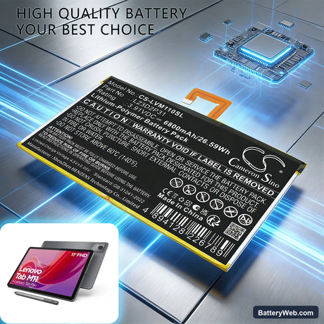 Lenovo Pad 2024 TB331FC Replacement Battery, 3.91V, 6800mAh, Li-Polymer 5
