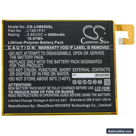 Launch X-431 Turbo Diagnostic Replacement Battery, 3.85V, 4900mAh, Li-Polymer 3