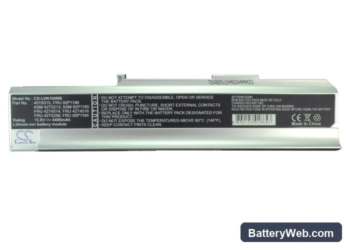 Lenovo 3000 C200 8922 Replacement Battery, 10.8V, 4400mAh, Li-ion 4