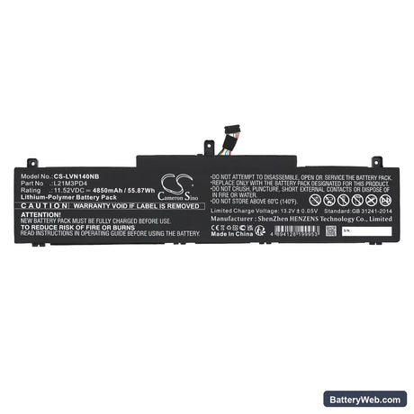 Lenovo ThinkPad Neo 14 Replacement Battery, 11.52V, 4850mAh, Li-Polymer 3