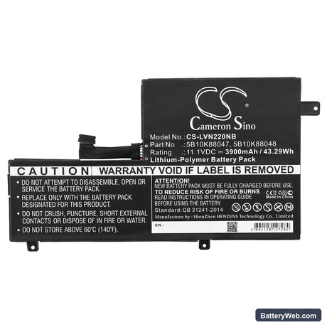 Lenovo N22 Chromebook Replacement Battery, 11.1V, 3900mAh, Li-Polymer 3